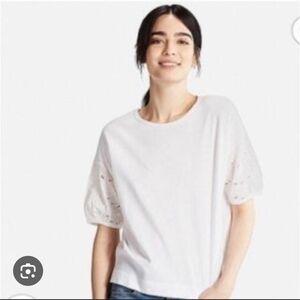 Women's White Eyelet Sleeve Top